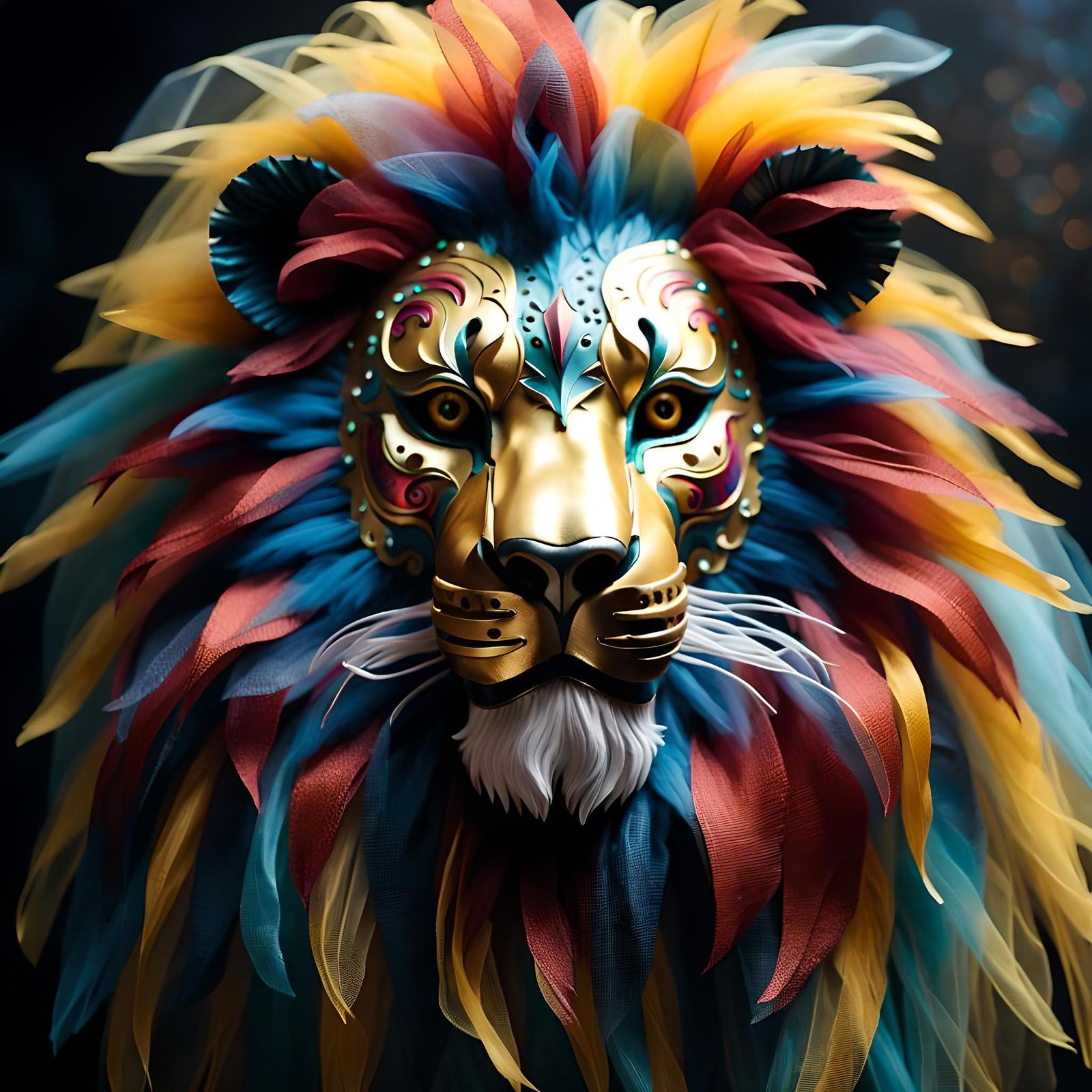 Lion Masquerade Mask with Tulle Mane