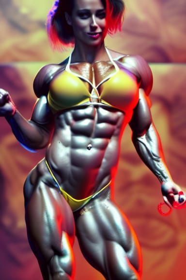 Female Bodybuilder Posing on Stage