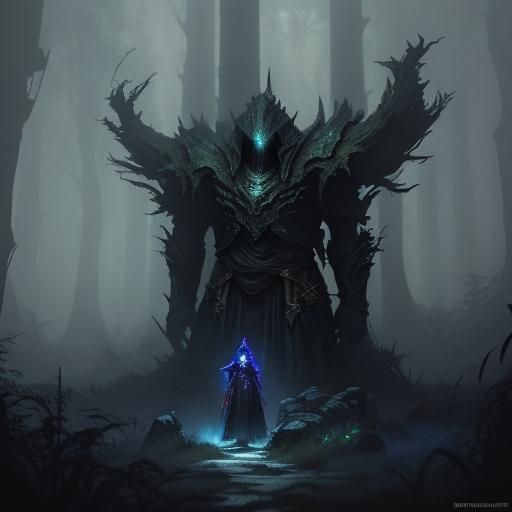 Dark Fantasy Assassin in Mystical Forest