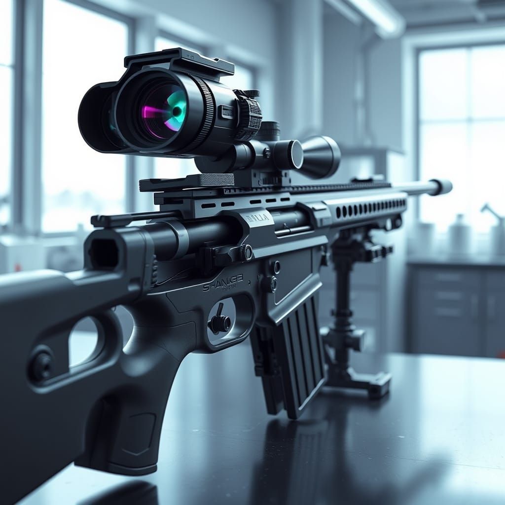 High-Tech Sniper Rifle Concept in Digital Painting Style