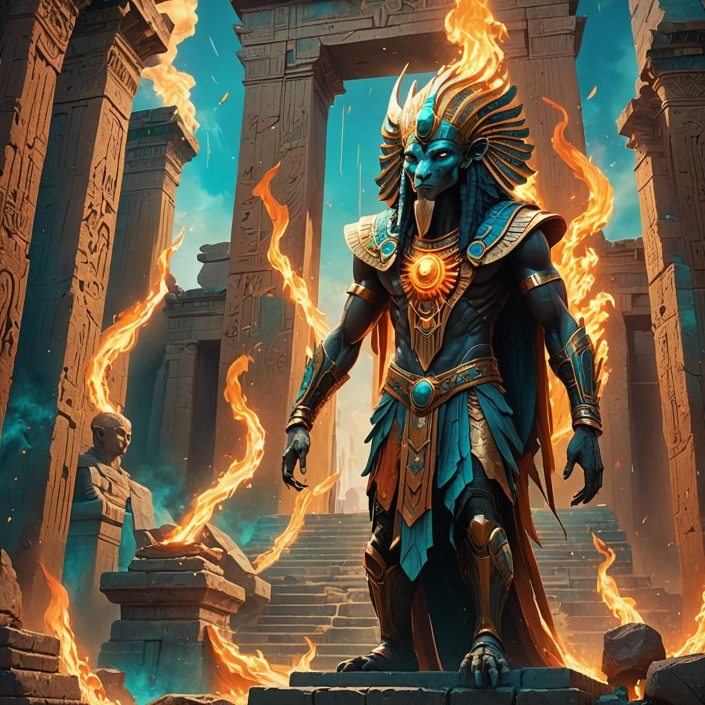 Thoth's Mythical Rebirth: A Digital Art Nouveau Painting