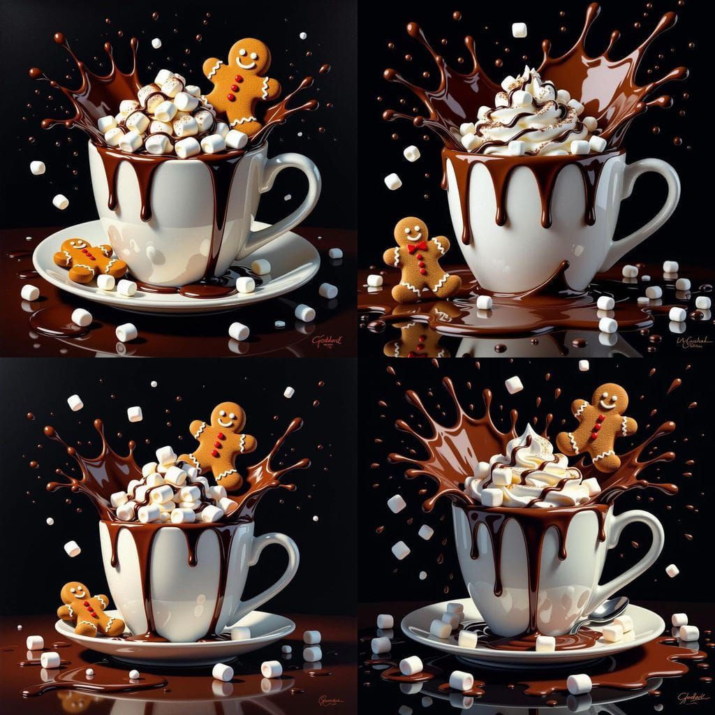 Christmas Hot Chocolate with Gingerbread Man Explosion