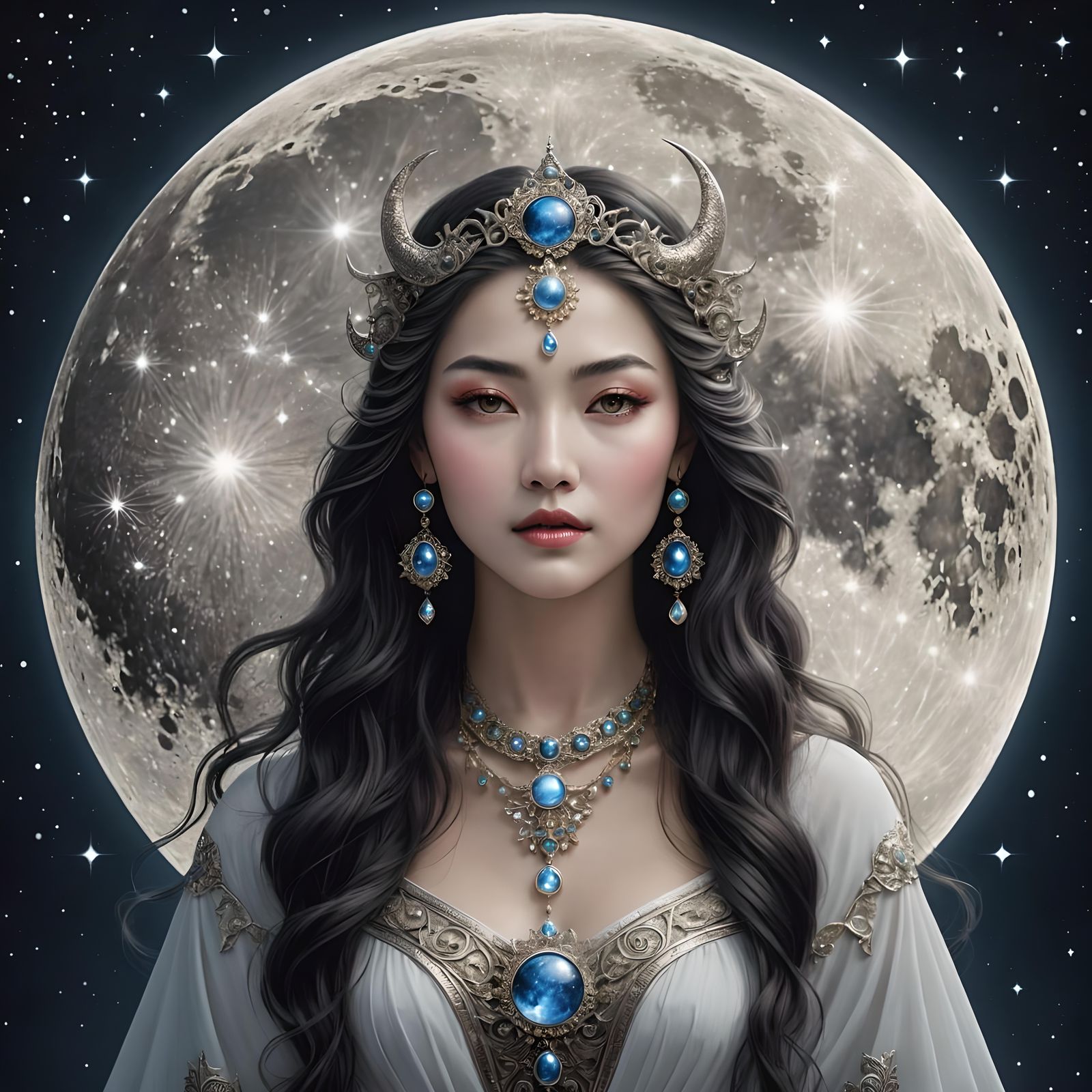 Ethereal Moon Goddess AI Art