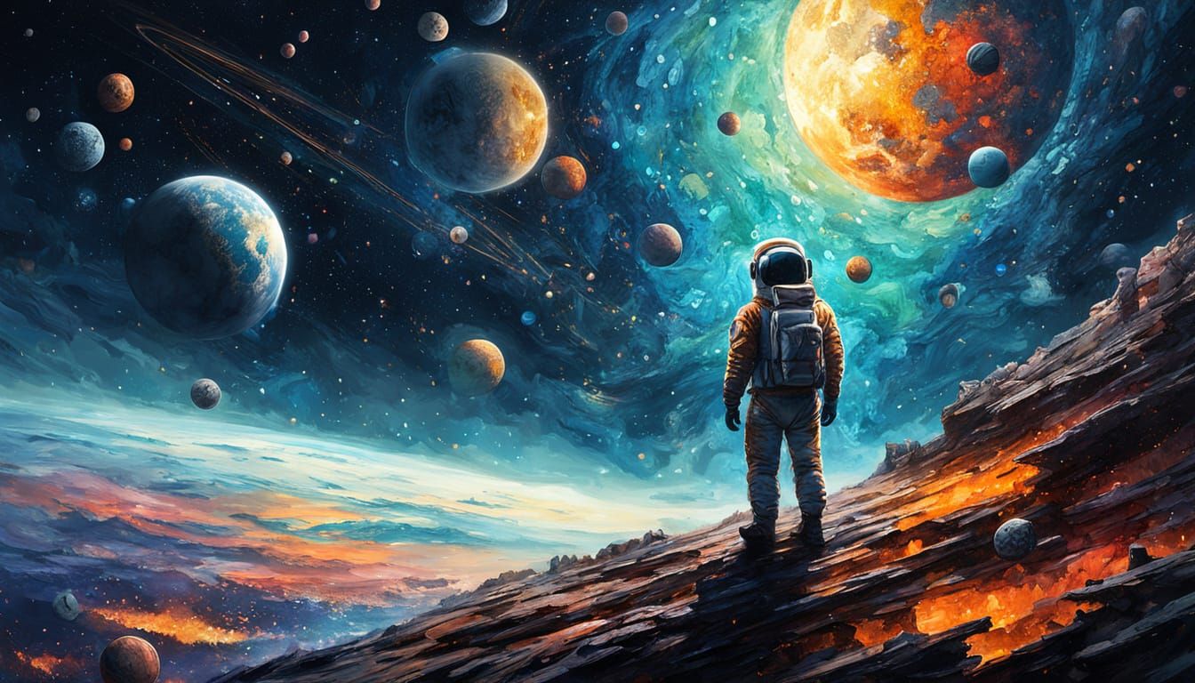 Galactic Odyssey in Vibrant Pointillism