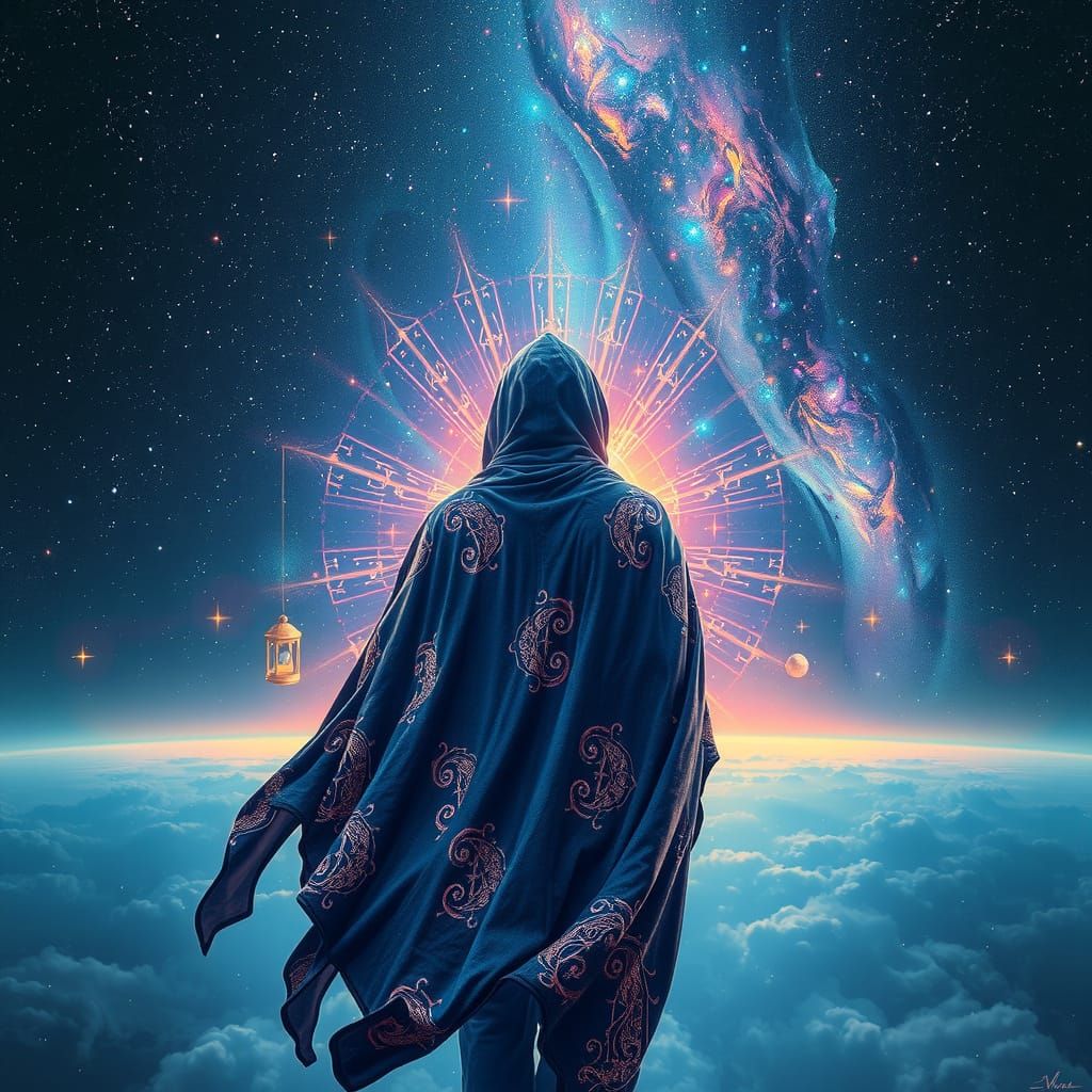 Cosmic Odyssey in Vibrant Neon Hues