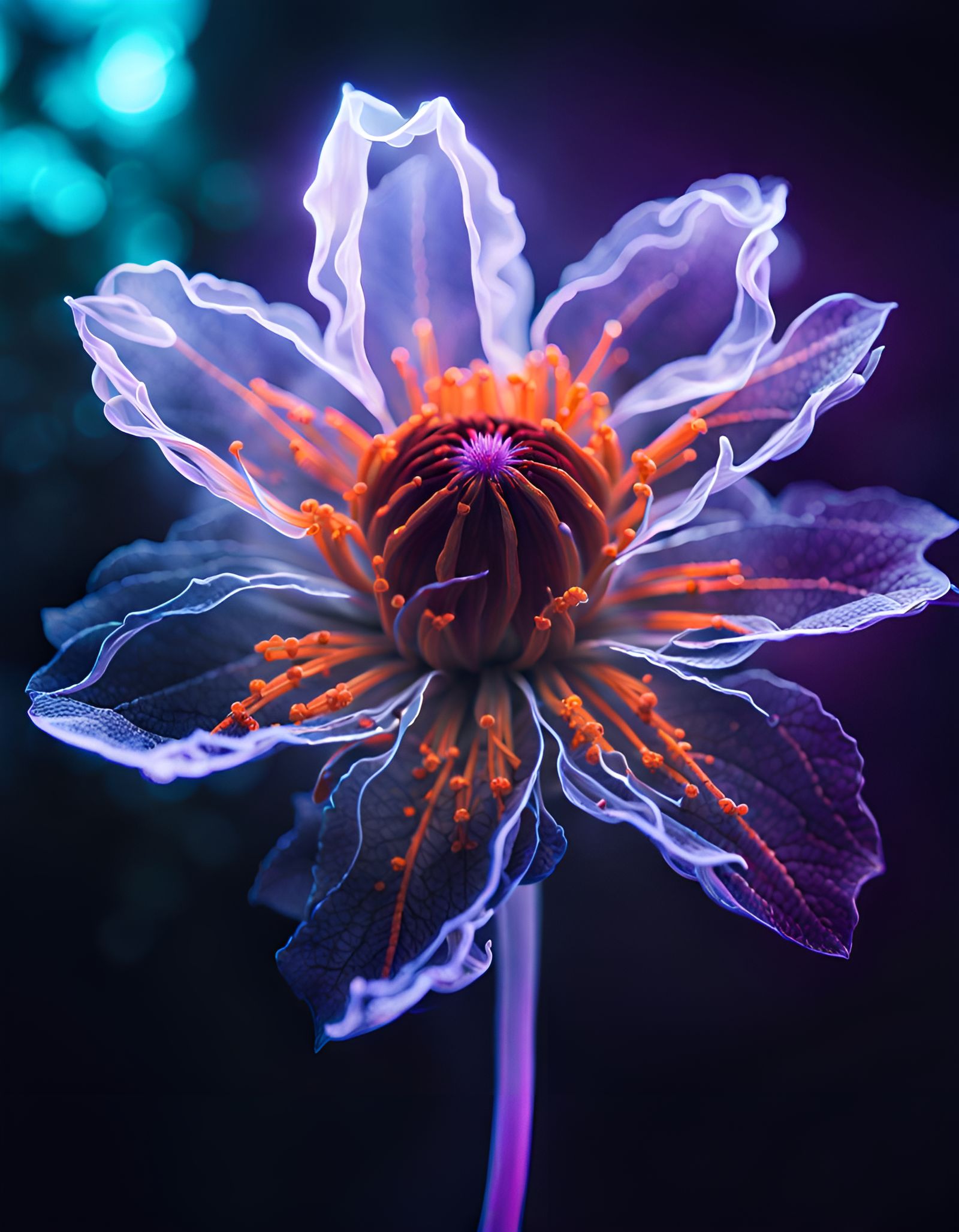 Dreamy Blacklight Flower Double Exposure