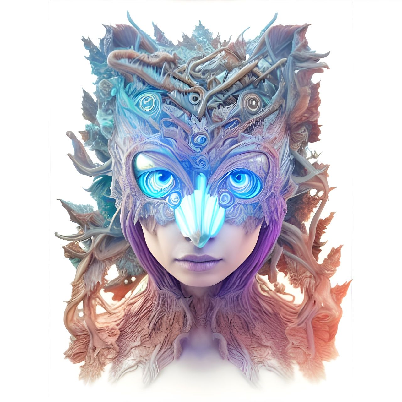 Eldritch Fantasy Wolf Made of Roots and Leaves