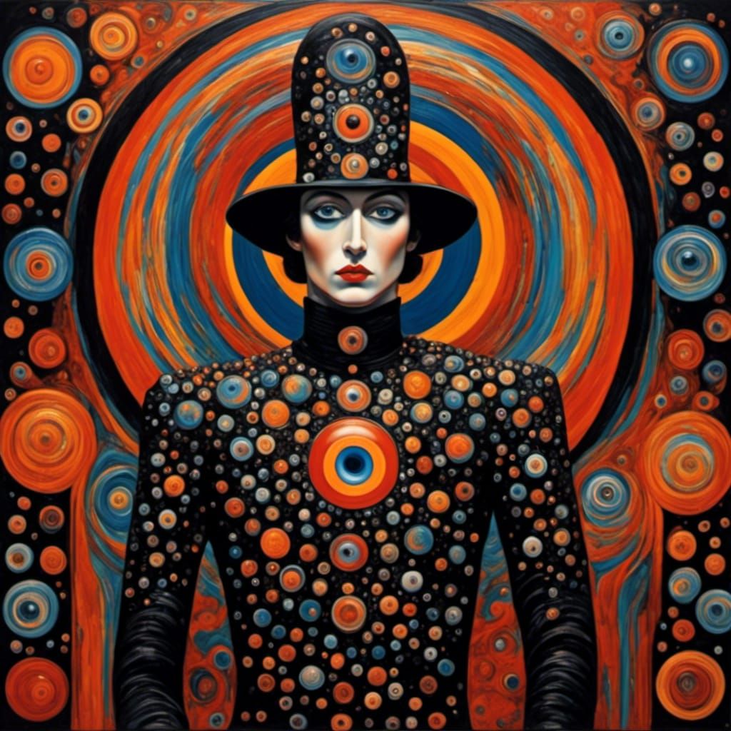 Psychedelic Evil Warlock in Halloween Colors