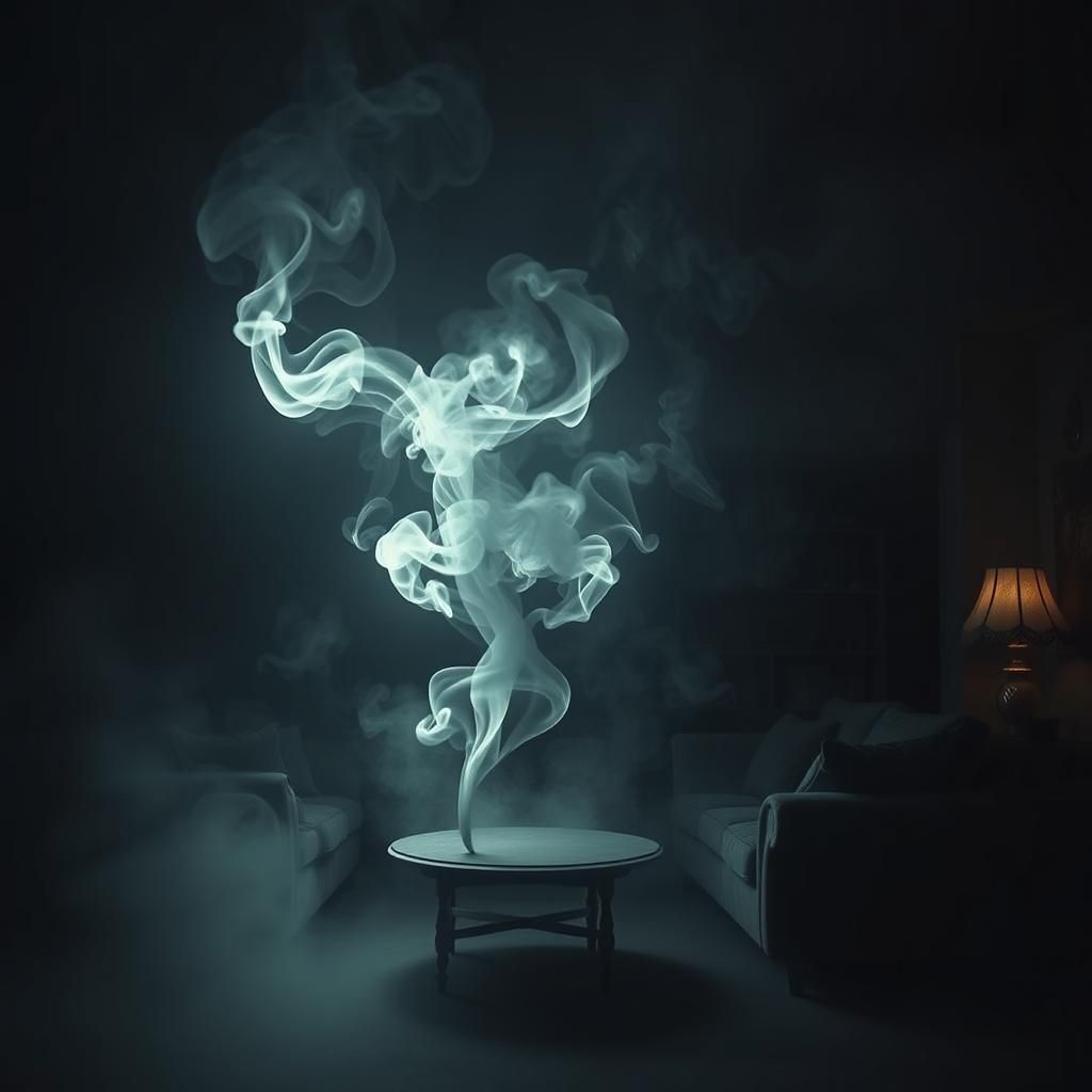 Eerie Ghostly Apparition in Smoky Living Room