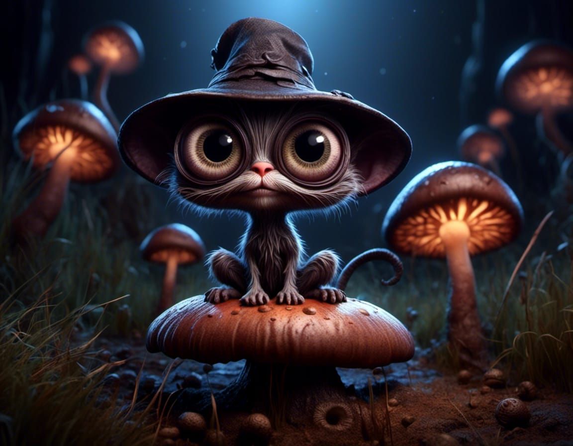 Luminescent Alien Creature on Mushroom, Fantasycore Digital ...