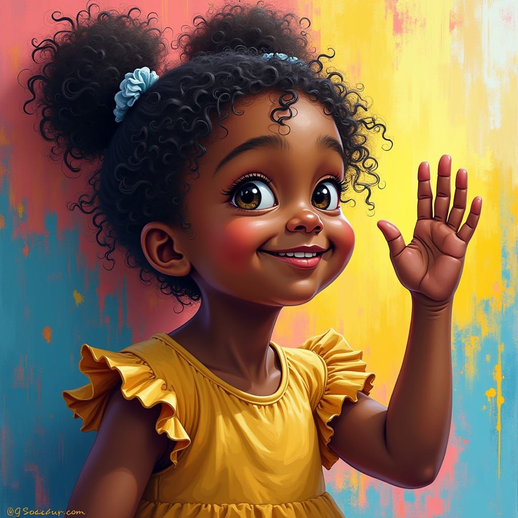 Black Girl Learning ASL With "I Love You" Sign