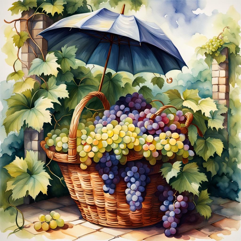 Romantic Garden Still Life in Watercolor Style