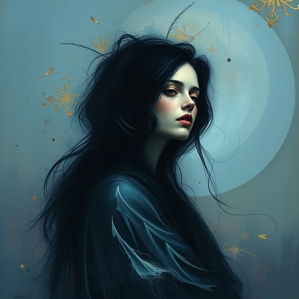 Melancholic Dreamer in Soft Mauve Hues