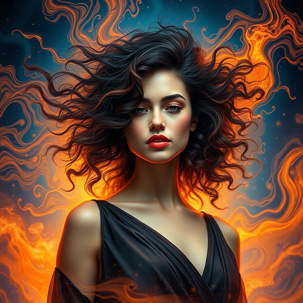 Ethereal Cosmic Goddess in Dreamlike Setting