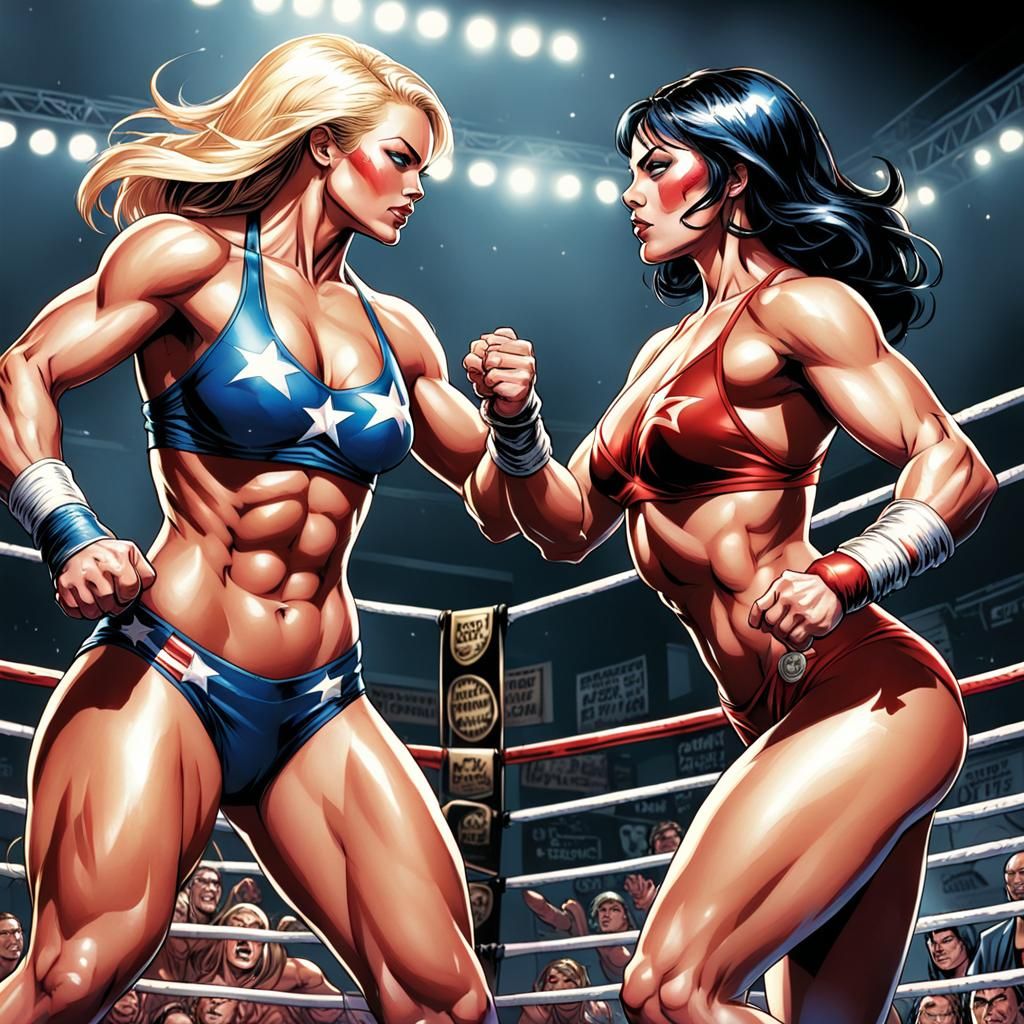 Super Girls Bikini Wrestling Tournament in Comic Art