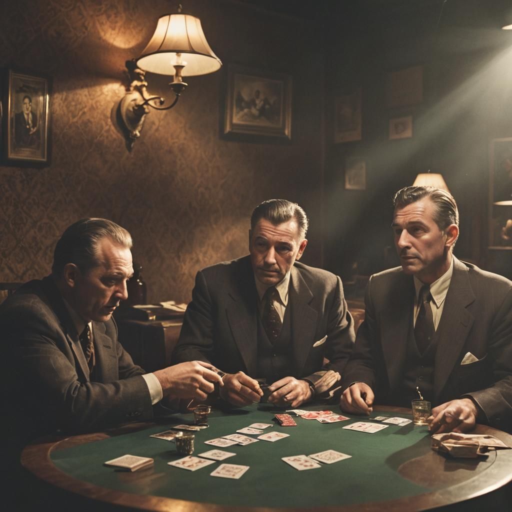 Film Noir Poker Game in Smoky Room