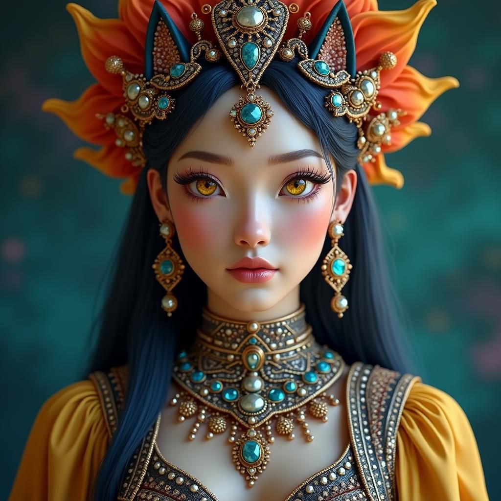 Regal Wolf Adorned with Futuristic Jewelry