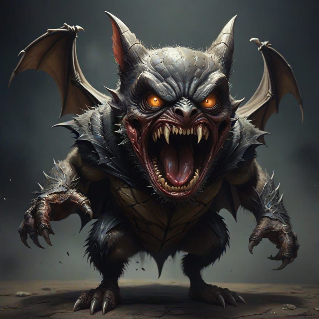 Furious Bat Creature in Dark Flight
