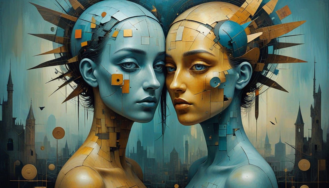 Dystopian Surrealism with Fragmented Forms and Whimsical Tou...