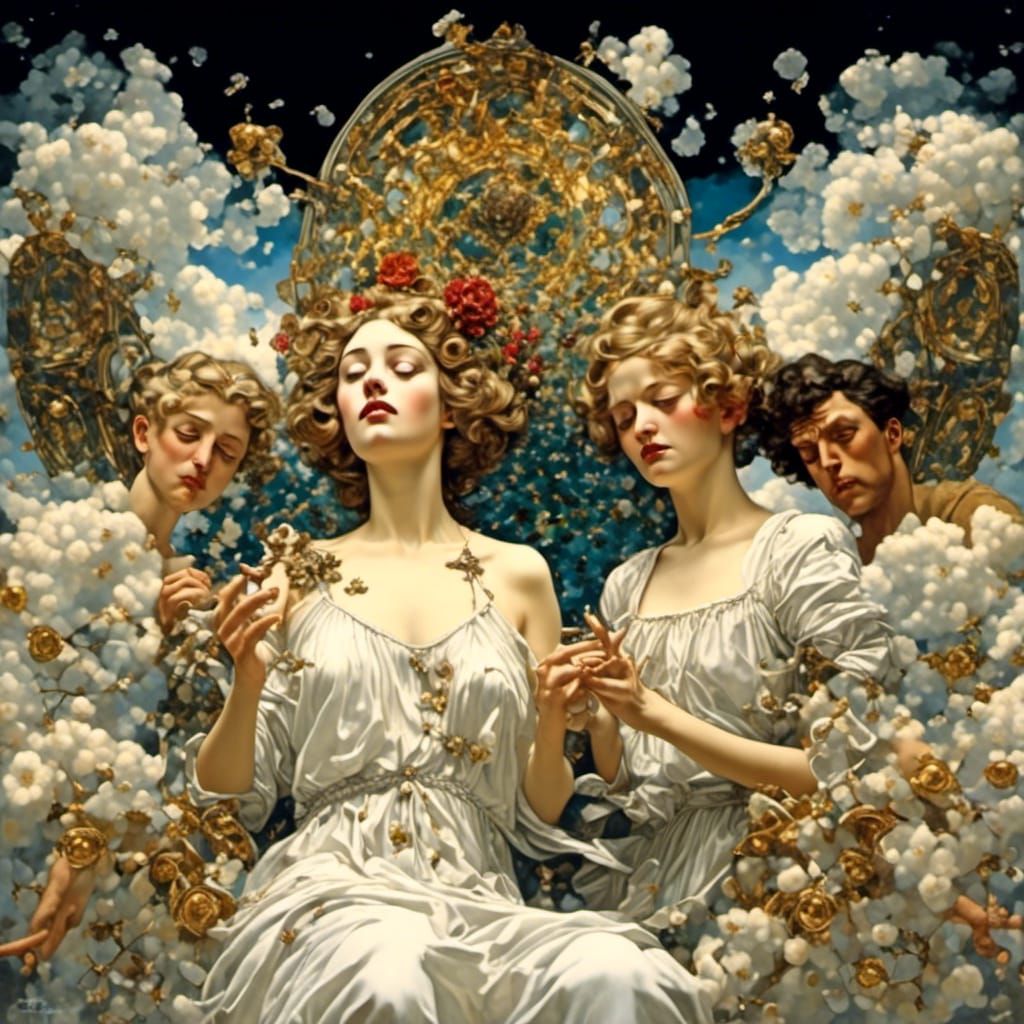 Surreal Boat Lost at Sea in Art Nouveau Style