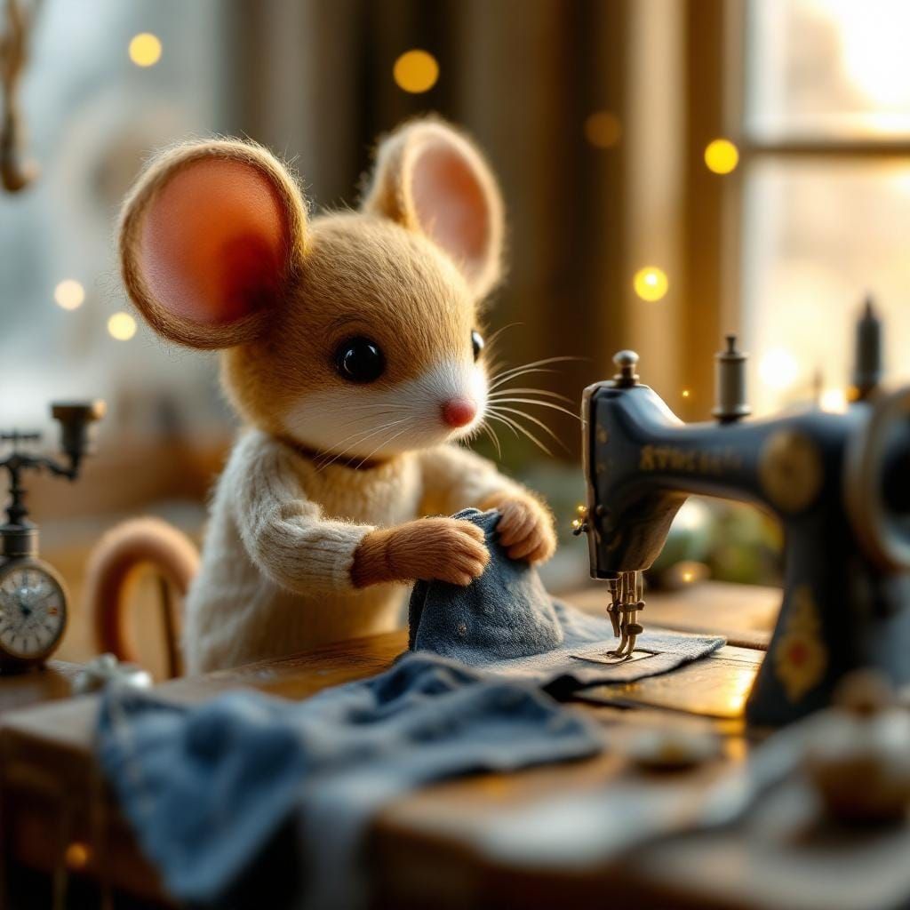 Charming Felt Mouse Sewing in Atelier, Storybook Style