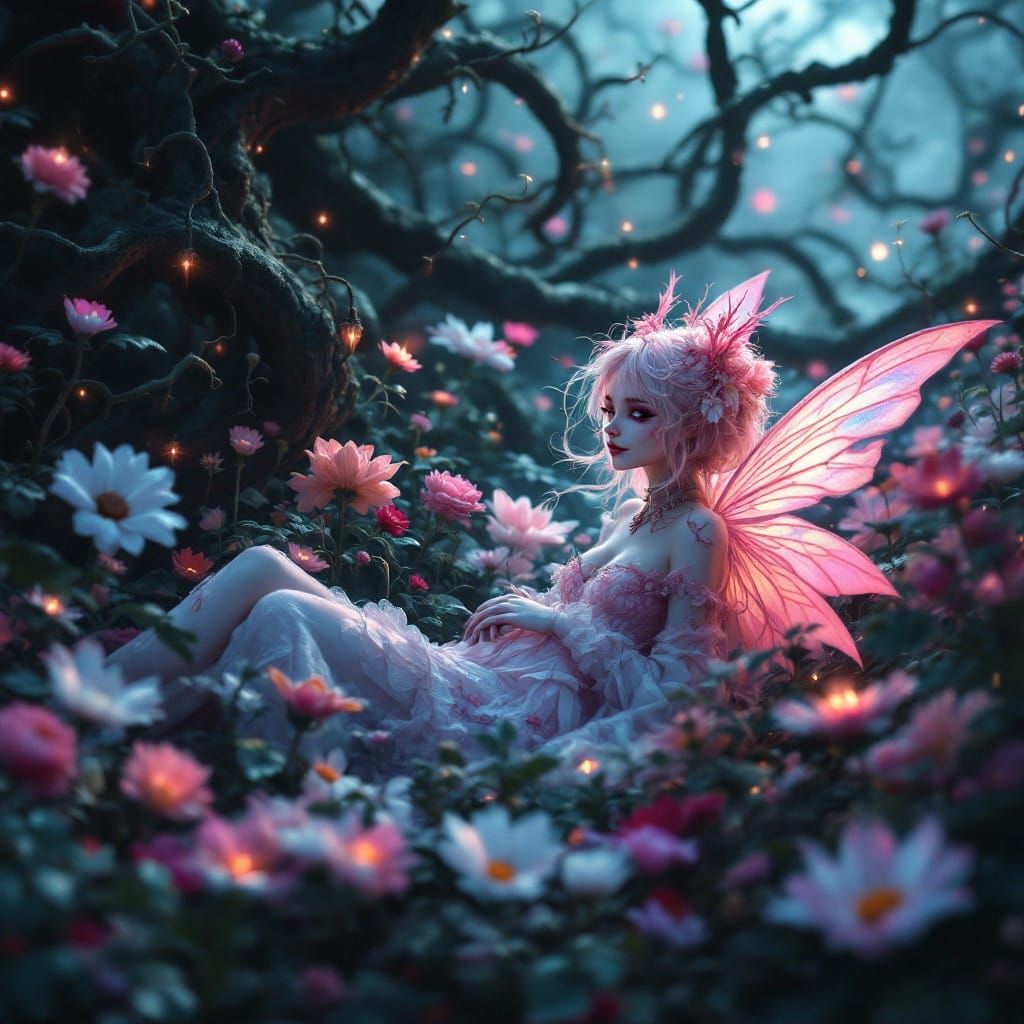Luminism Art: Mysterious Fairy in Dark Fantasy Landscape