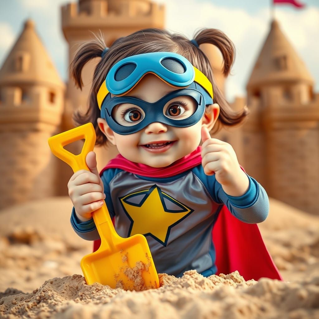 Little Superhero Girl in Heroic Pose