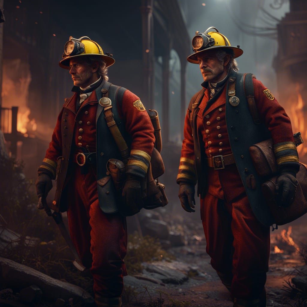 19th Century Firefighters: Detailed Matte Painting