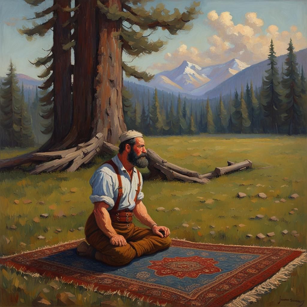 Paul Bunyan Meditates: An Oil Painting