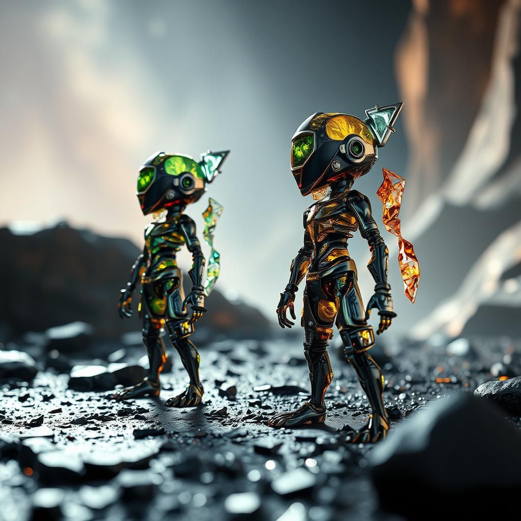 Enameled Glass Figurines in Sci-Fi Setting