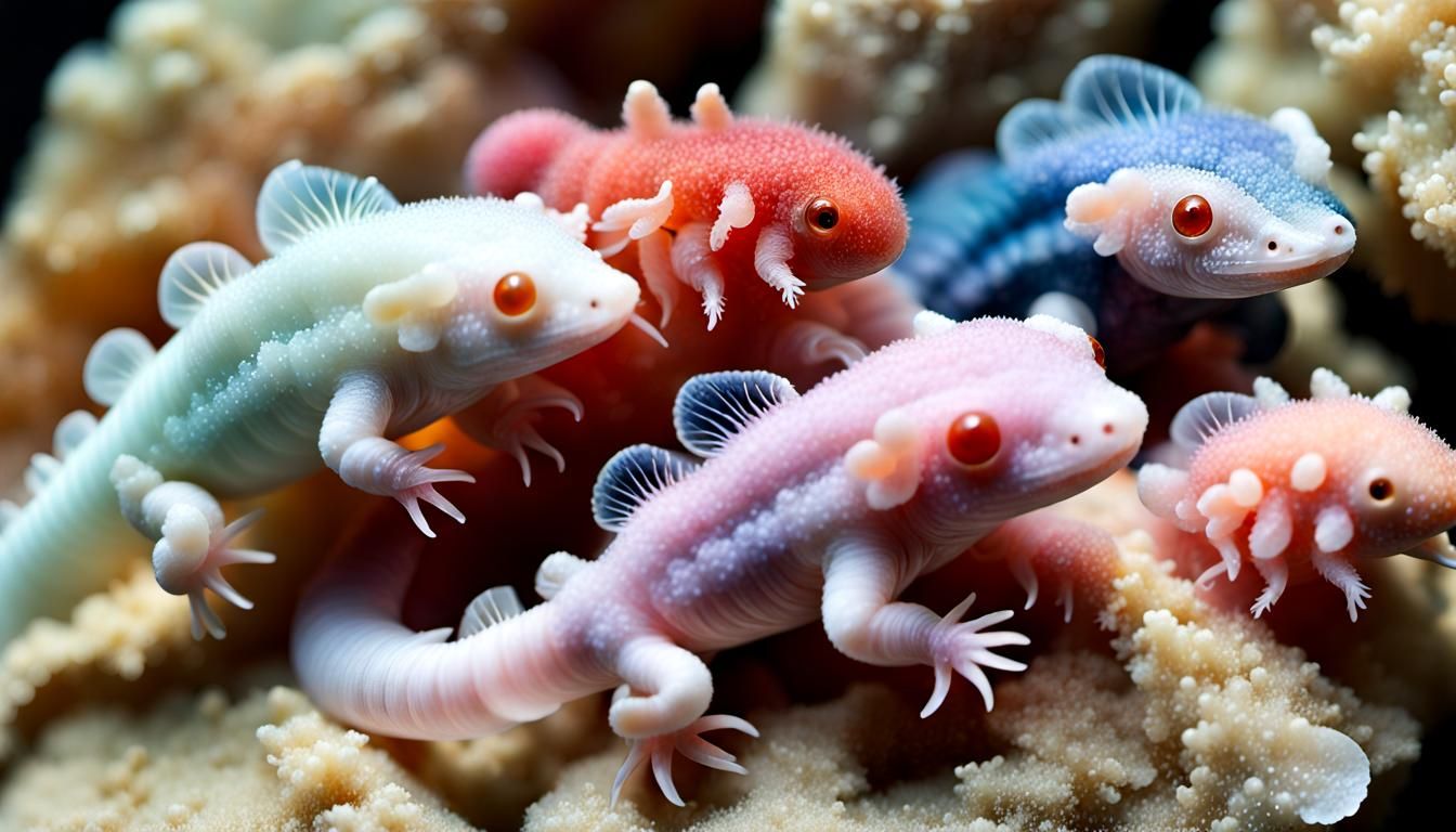Axolotl Calcite Crystals in Complementary Colors