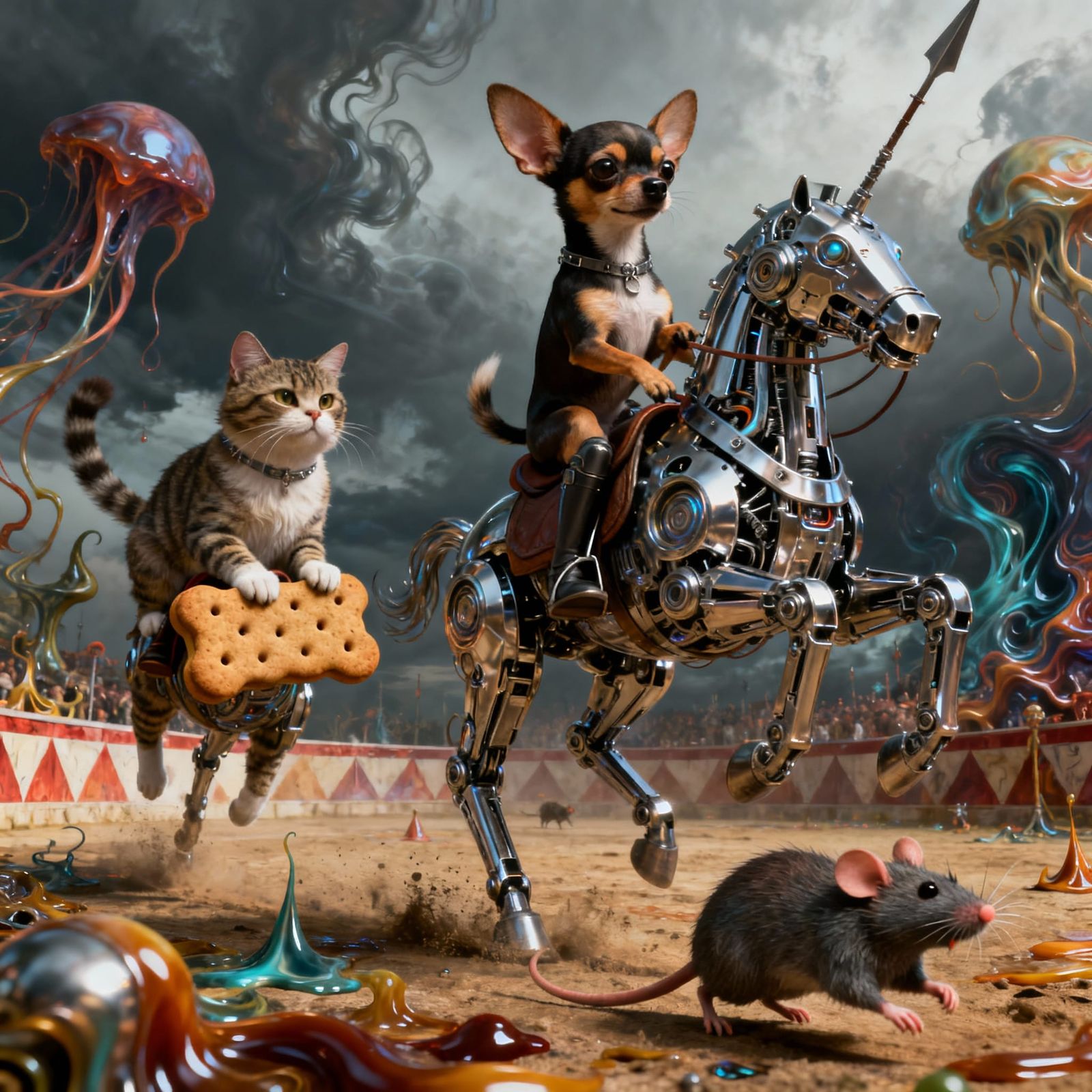 Surreal Jousting Tournament with Mech Details