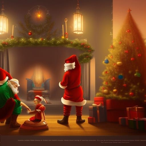 Christmas Family Scene: Matte Painting in 8k