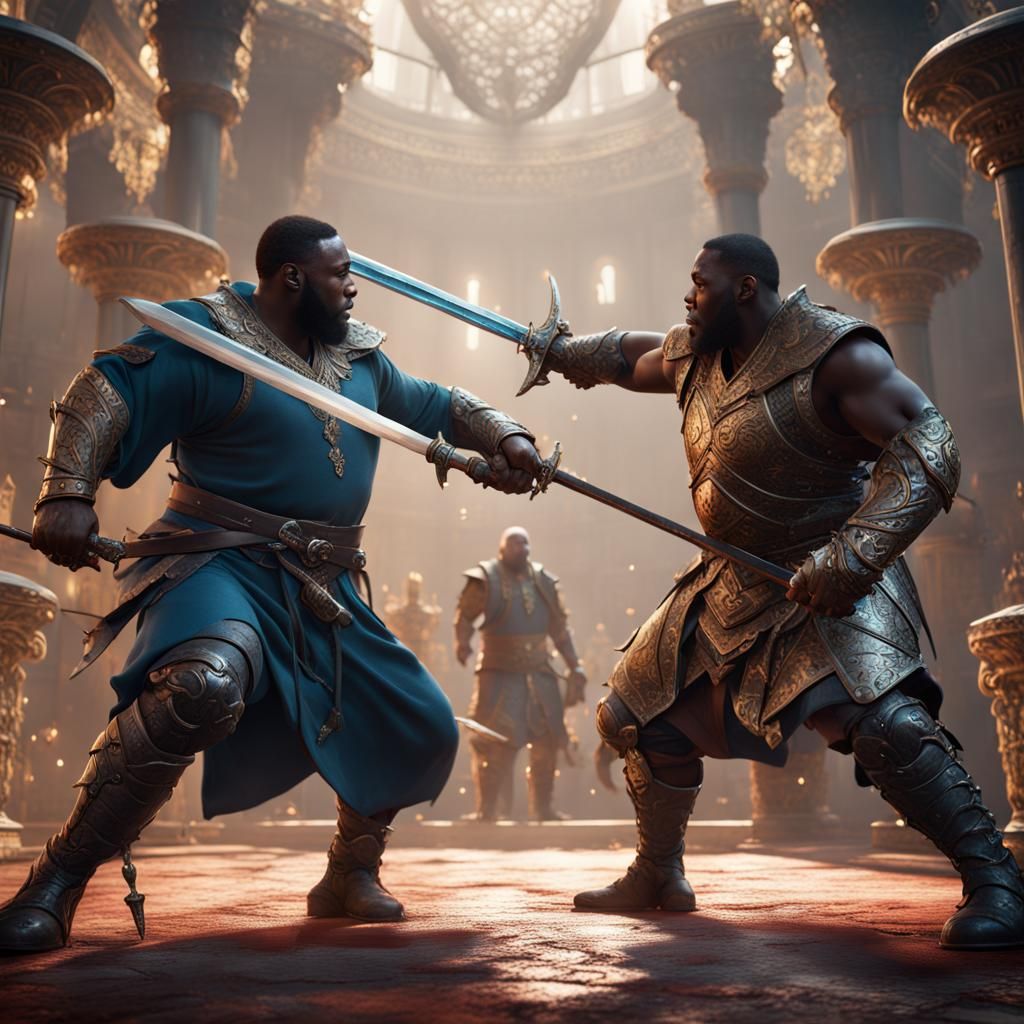 Epic Sword Fight Between Warriors: Fantasy Concept Art