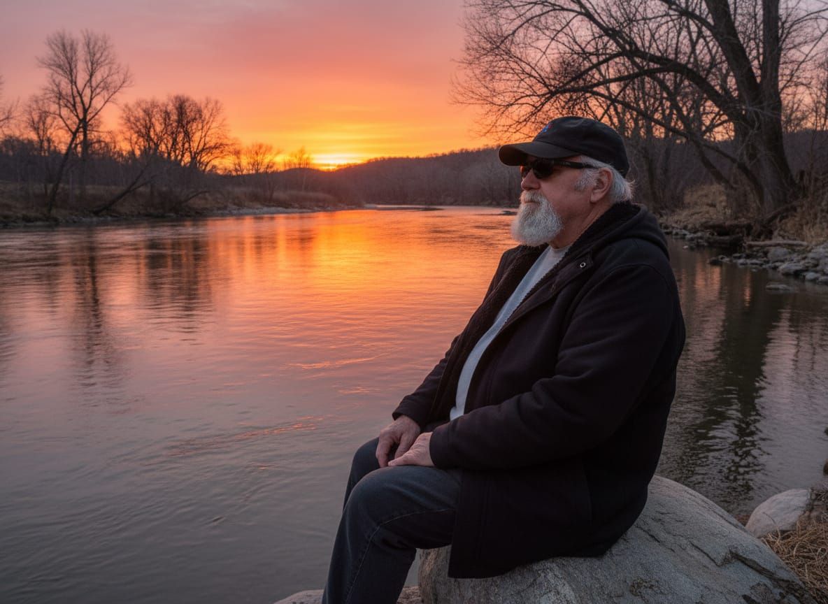 Sitting by a river, watching the sunset