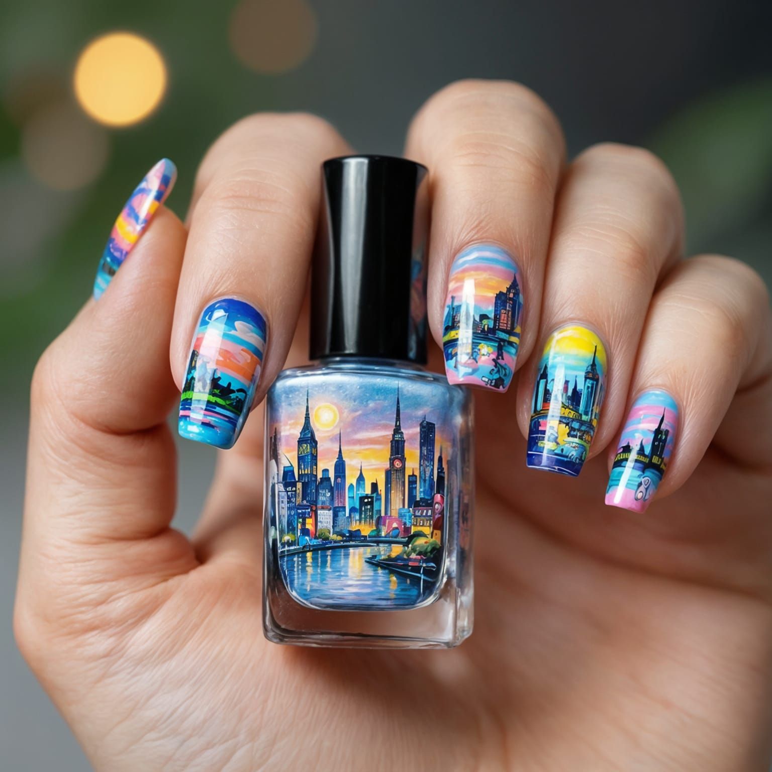 Intricate 3D Nail Art with Glossy, Vibrant Design