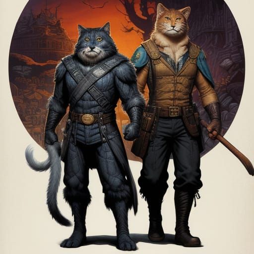 Character and Pet in Comic Book Art Style