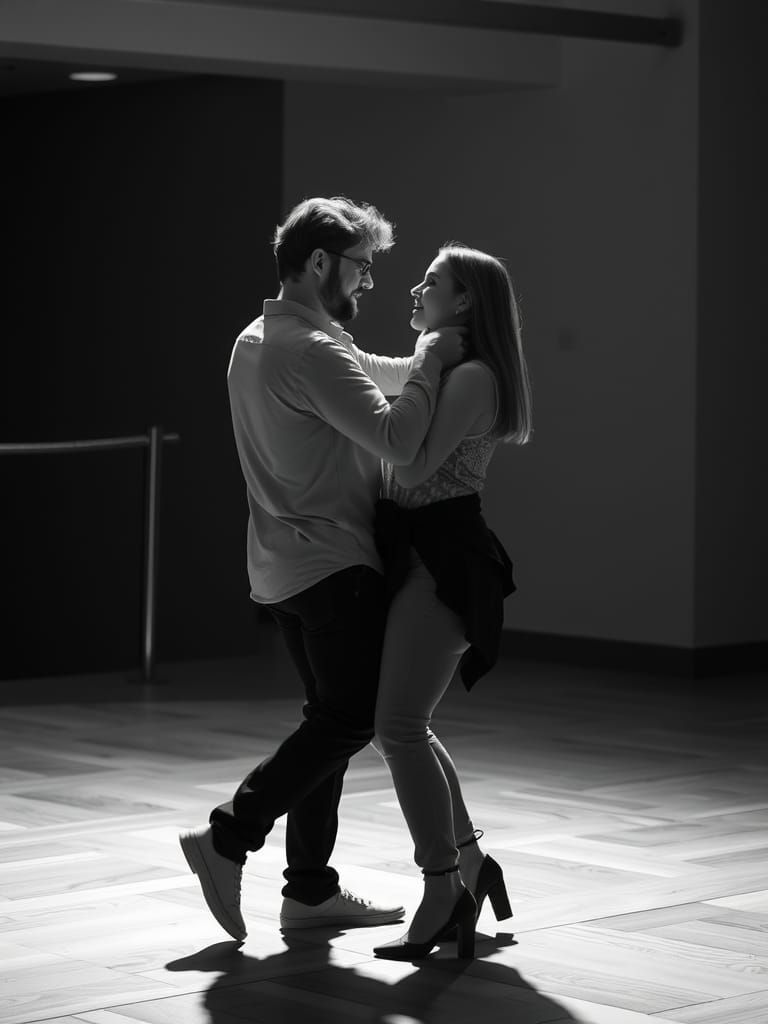 Passionate Tango Dance in High Contrast Monochrome