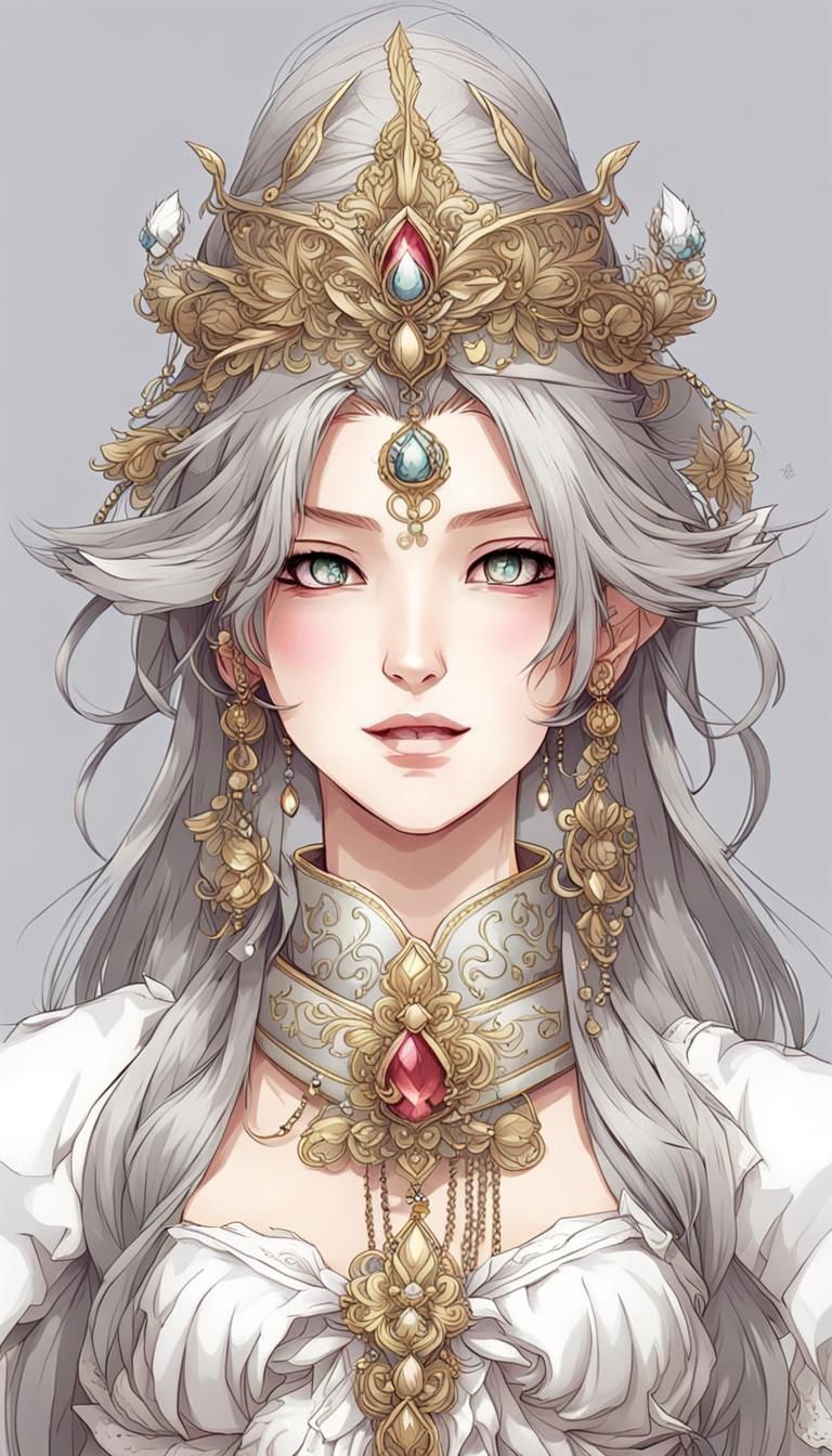 Fantasy Empress Concept Art in Anime Style