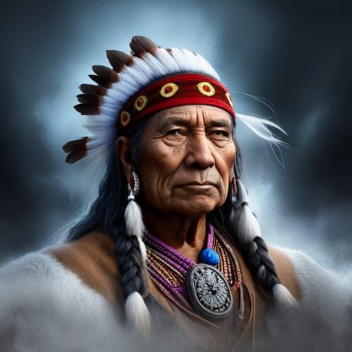 Epic Native American Chief Portrait in Traditional Dress