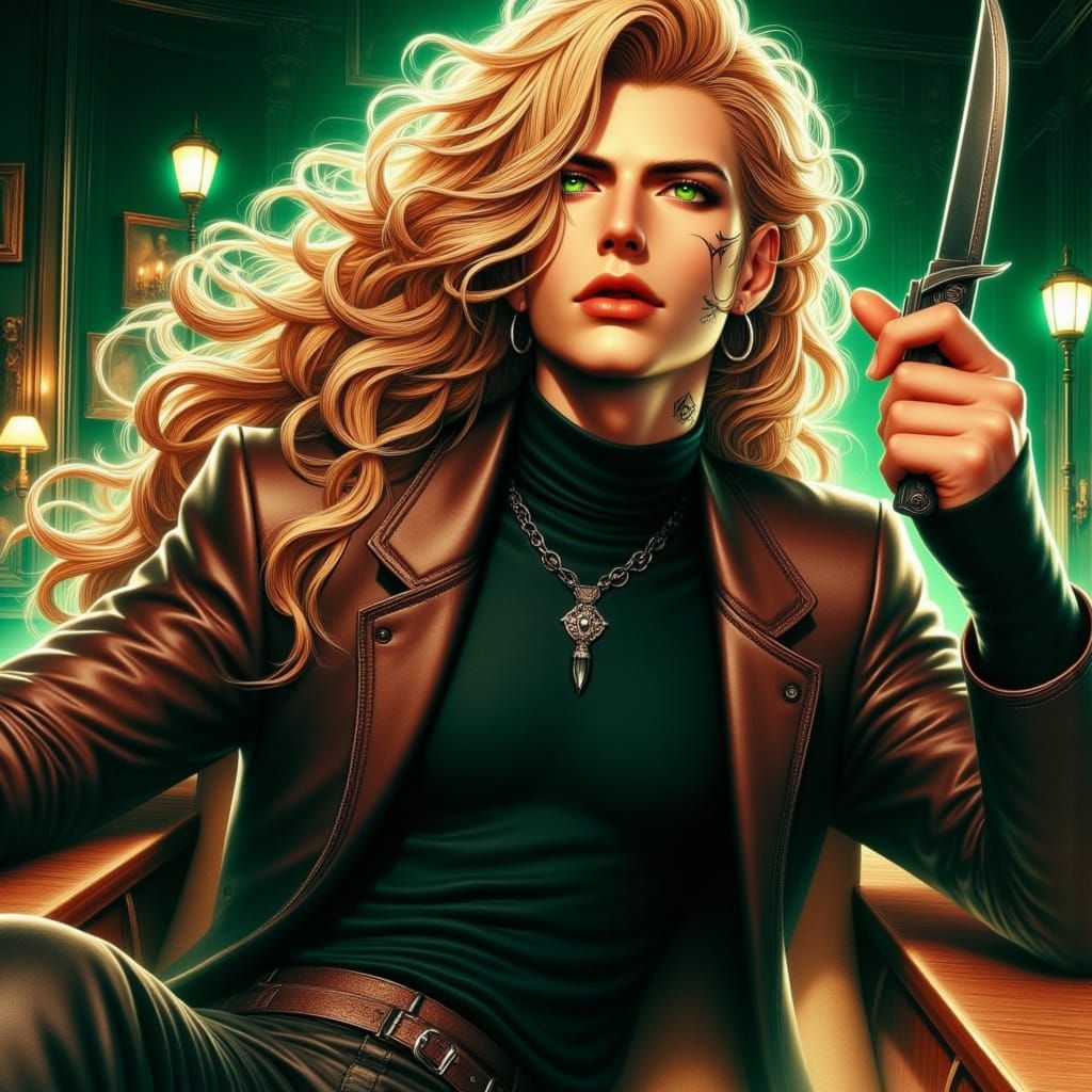 Vibrant Anime Woman with Unbridled Mane and Distinctive Scar