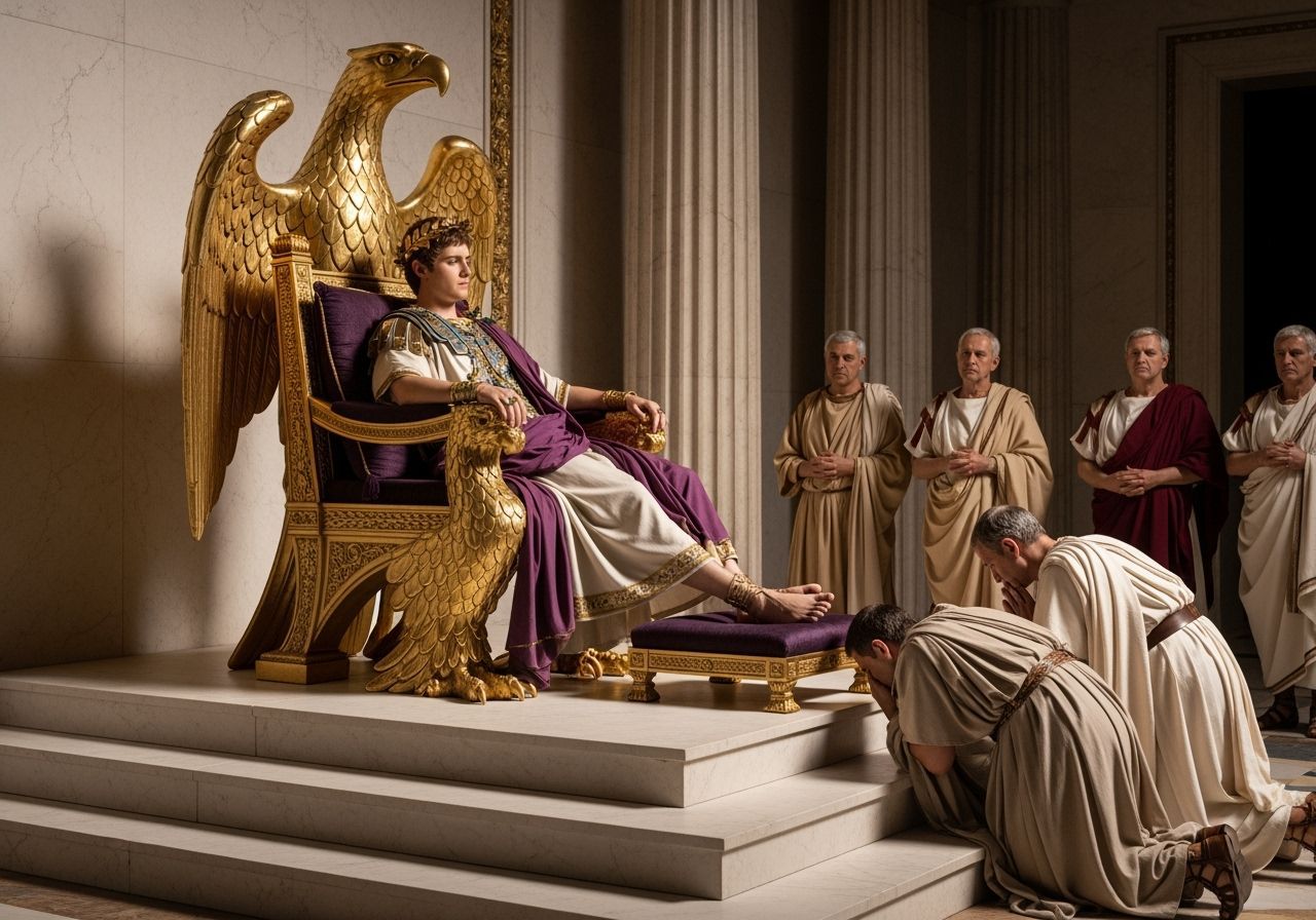 Emperor Nero on Eagle Throne in Palace