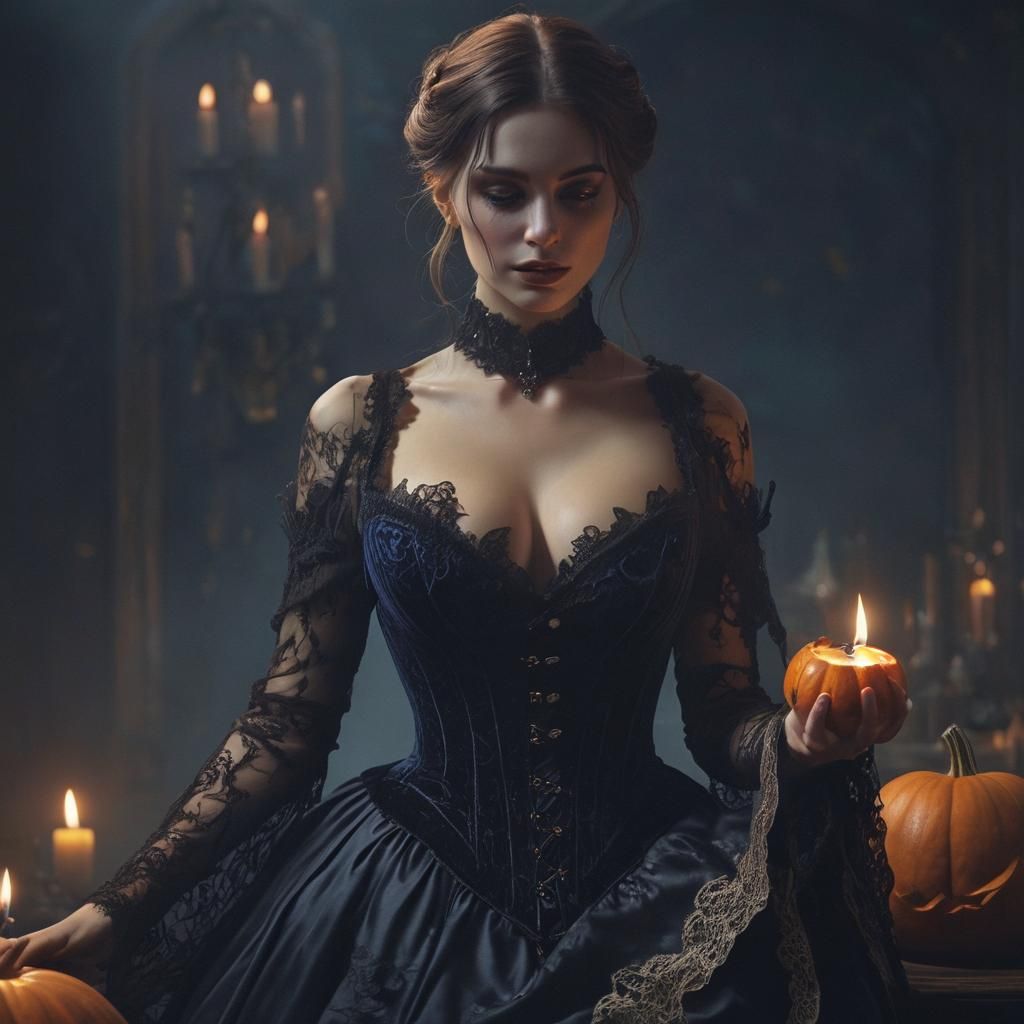 Witch Summons Ghosts with Pumpkin Spell