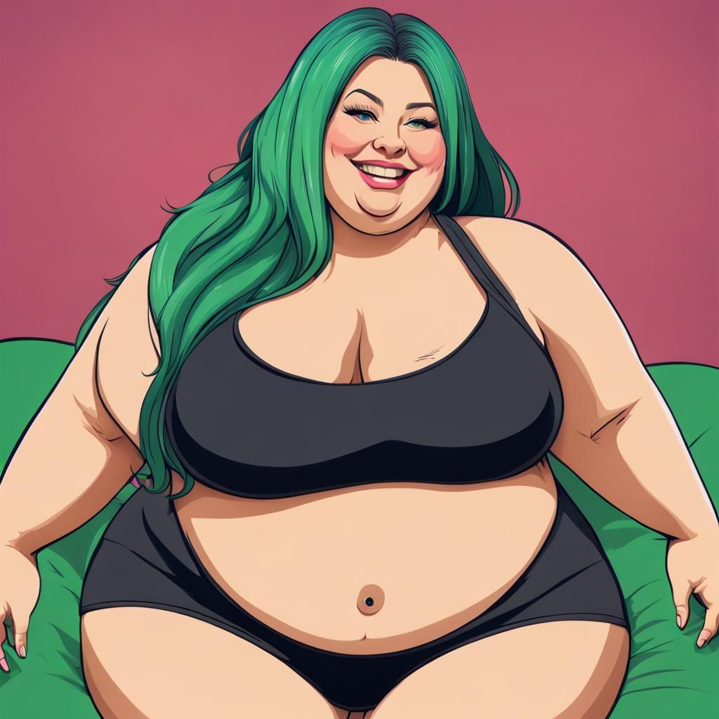 Plus-Size Woman with Gigantic Belly in Bikini