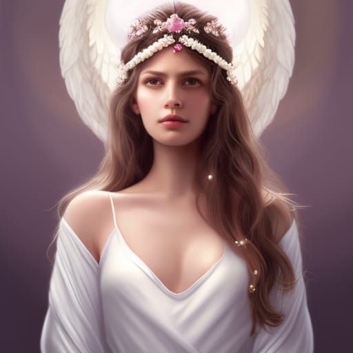 Goddess Angel Portrait in Art Nouveau Style