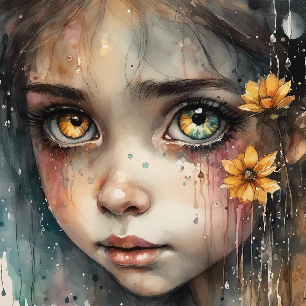 Beautiful Woman with Sparkling Eyes in Vibrant Hues