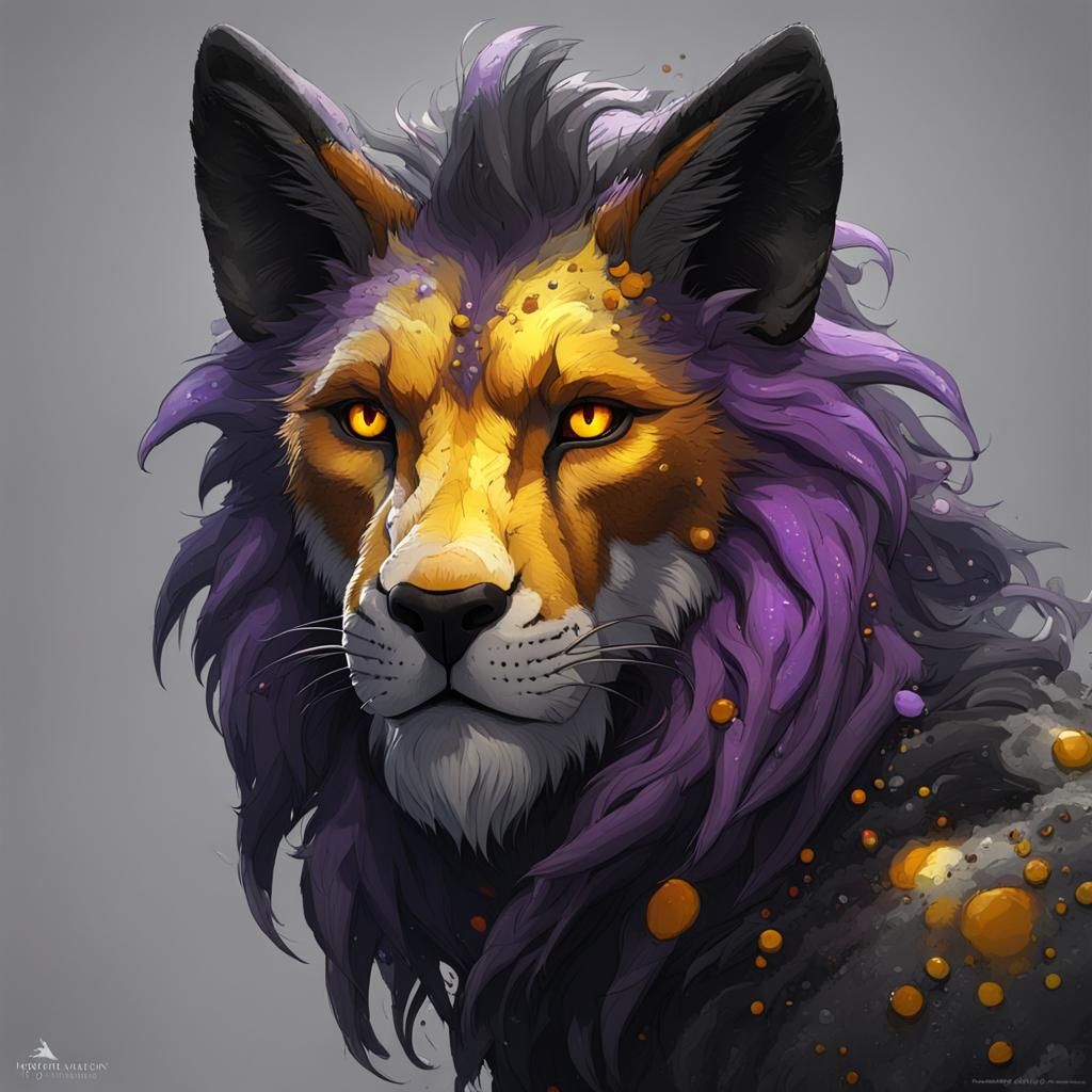 Mythical Lion-Fox Hybrid in Dark Fantasy Style