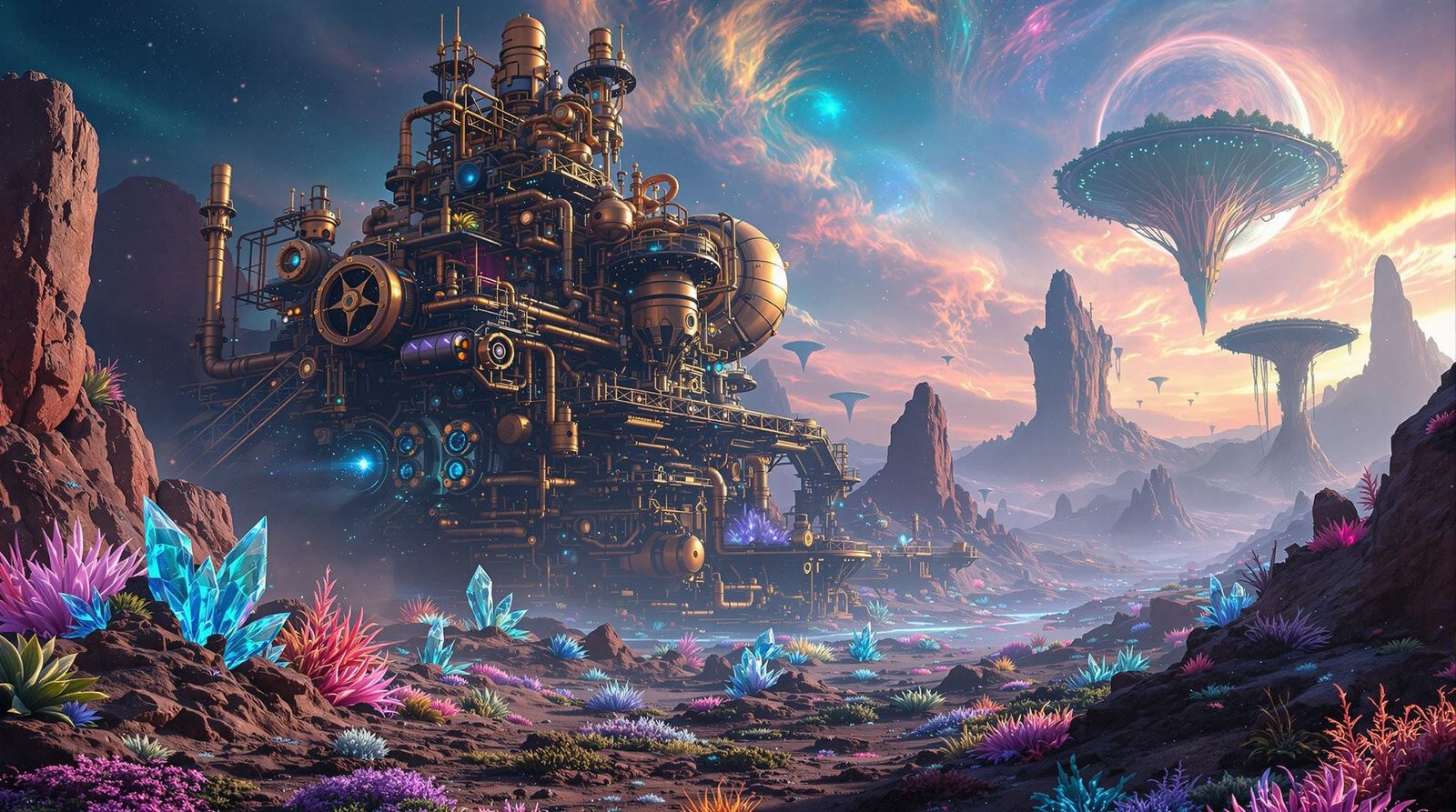 Steampunk Mining Rig on Alien Planet