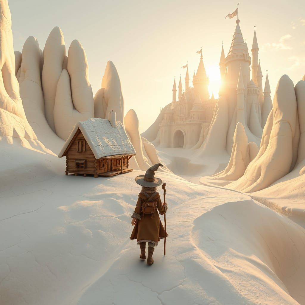 Whimsical Clay World with Rustic Wizard's Abode