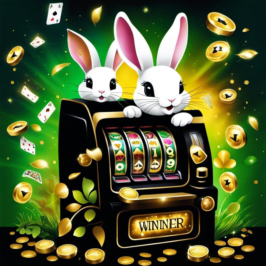 Lucky Rabbit Slots Win in Double Exposure Collage